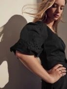 Dress with frill in black