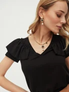 Black blouse with sleeves frills