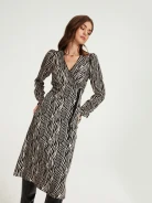 Midi dress with black and white pattern