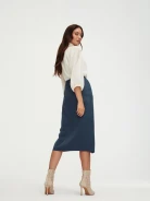 Navy high-waisted skirt with waist tie