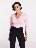 Powder pink blouse with envelope neckline