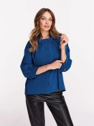 Blue button-down blouse