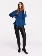 Blue button-down blouse