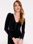 Black velour dress with buffets