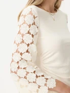 Cream blouse with lace sleeves
