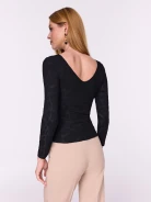Black blouse with a subtle pattern