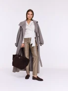 Wrap-around satin blouse with ruffles