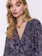 Navy blue blouse with oriental patterns
