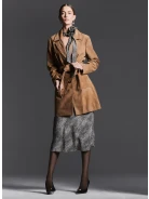 Short caramel suede coat