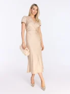 Midi dress with envelope neckline