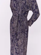 Navy blue midi dress with oriental patterns