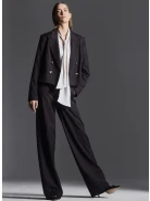 Dark brown high-waisted suit pants
