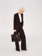 Dark brown high-waisted suit pants
