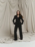 Black elegant wide-leg pants