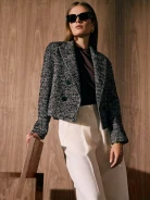 Double-breasted herringbone jacket with wool