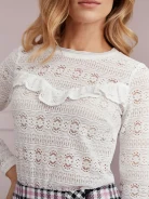 LACE BLOUSE WITH A RUFFLE AT THE NECKLINE