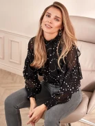 BLACK STAR BLOUSE WITH FRILLS