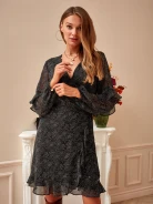 ENVELOPE DRESS WITH FINE PATTERN