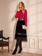 VELOUR SKIRT WITH LACE