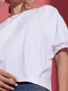 WHITE BLOUSE WITH BUFF SLEEVES