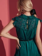 GREEN DRESS WITH RUFFLES