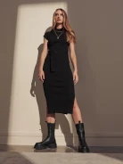 BLACK KNIT DRESS WITH BELT