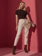 HIGH-WAISTED ECRU PANTS