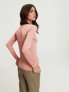 Pink blouse with asymmetrical jabot