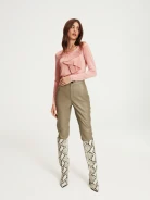 Pink blouse with asymmetrical jabot
