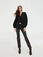 Black blouse with puff sleeves