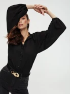 Black blouse with puff sleeves