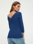 Blue sweater with back neckline