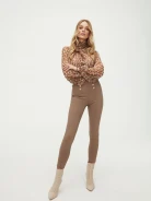Beige high-waisted cigarette pants