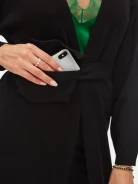 Long black cardigan with belt