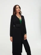 Long black cardigan with belt
