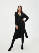 Long black cardigan with belt