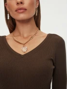 Brown sweater with v neckline