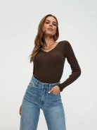 Brown sweater with v neckline