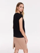 Black blouse with short sleeves and patch applique