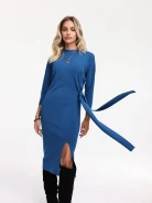 Blue fitted viscose dress