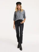 Grey denim pants with straight legs
