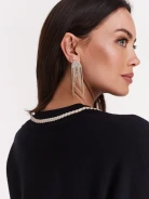 Loose black sweater with heart neckline