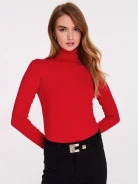 Matching red turtleneck with viscose