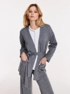 Gray unbuttoned merino wool cardigan