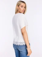 White short-sleeved shirt with lace trim