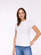 White cotton blouse with decorative frill