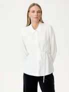 White blouse with collar and lace detail