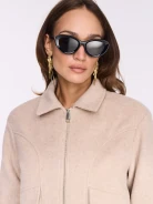 Beige bomber jacket with wool