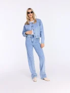 Short denim jacket with embroidered embellishment