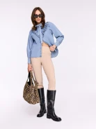 Denim shirt with frill and decorative buttons